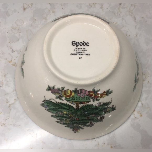 Spode Christmas Tree Nut Bowl Green Rim Holiday Serving Dining Decor - Picture 4 of 4